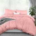 Utopia Bedding Duvet Cover Queen Size - 3 Piece with Zipper Closure - 1 Comforter Cover 90X90 Inches & 2 Pillow Shams 20X26 Inches (Pink) Comforter Not Included