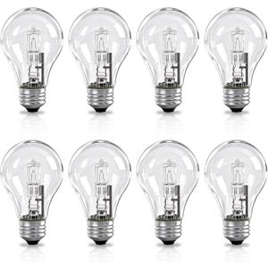 8 Pcs 043168787963 78796 Halogen Light Bulbs, 43W 120V Clear Dimmable A19 Bulbs with E26 Base, Fits for Bar Ceiling Light, Wall Lamp, Table Lamp Etc