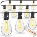 luckystyle 120FT LED Outdoor String Lights with 30+2 Edison Shatterproof Waterproof Bulbs, 2700K Commercial Grade Patio Lights, Heavy Duty Outside Hanging Outdoor Lights for Garden Porch Deck Decor