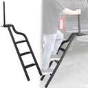 Universal Heavy Duty Pickup Truck Tailgate Ladder with Handrail, 45" Foldable Truck Ladder with Handle Tailgate Step Pickup Accessories, Wide Pedals, Capacity 600 lbs, for F250/Ram 2500...