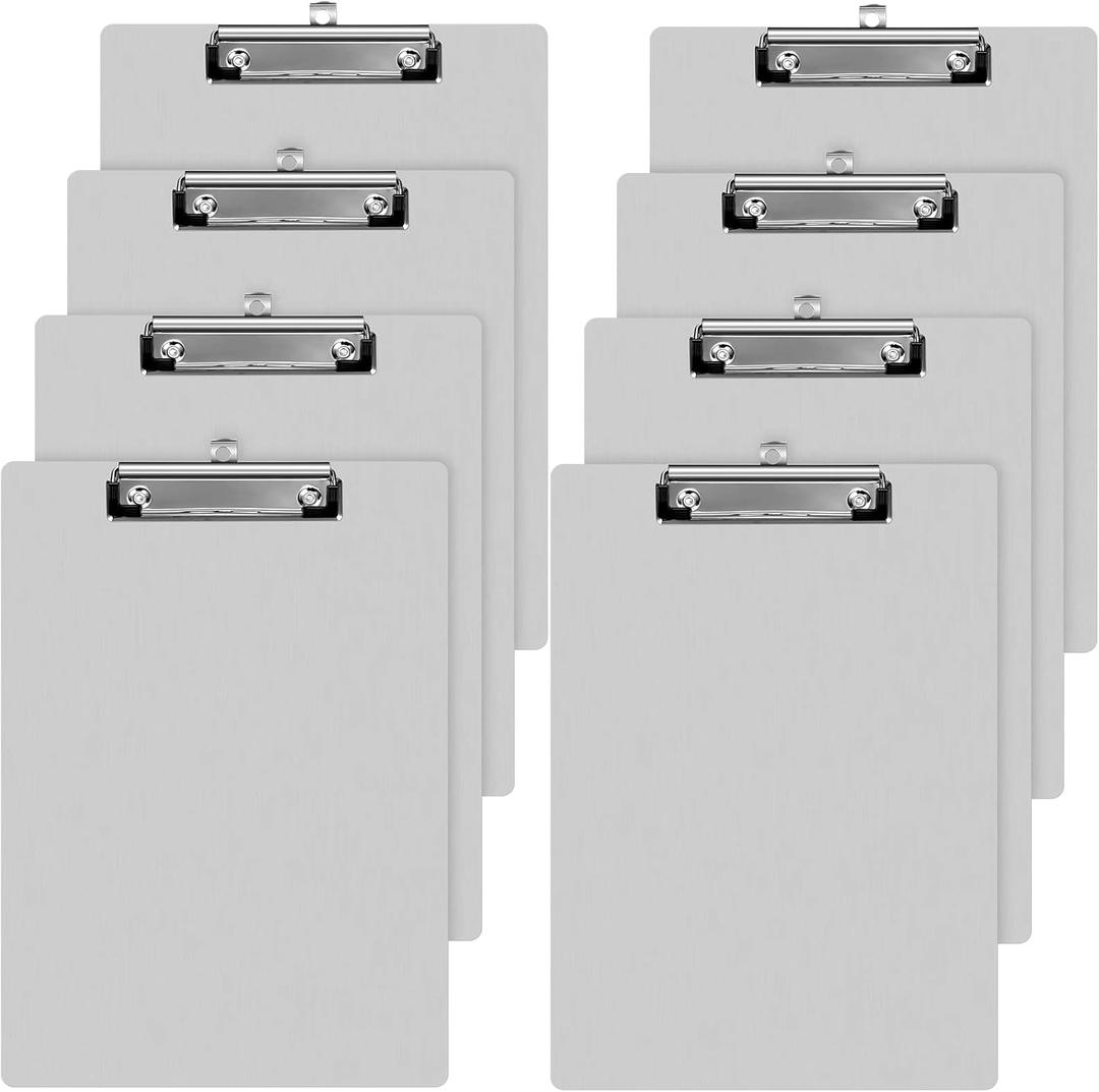 Epakh 8 Pieces Clipboard Bulks Metal Clipboard Aluminum Office Low Profile Clip Standard A4 Letter Size Metal Clip Board, Size 12.5 x 9 Inch
