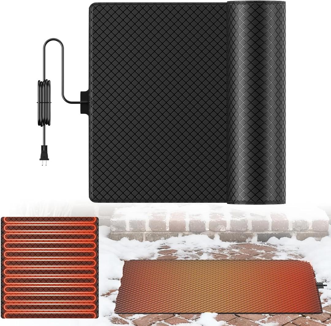 Pawfly Snow Melting Mat Outdoor, 20" x 30", Anti-Slip Heated Outdoor Mat for Winter Snow, Heated Walkway Mats, Electric Ice Melting Mats for Stairs Doorways Walkways Sidewalk Decks