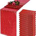 Red Sequin Table Runner 12" x 72" 12Pack Metallic Glitter Table Runner for Wedding Christmas Birthday Party Thanksgiving Baby Shower