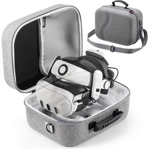 STARTRC GAMES Carrying Case for Meta Quest 3, Large Travel Case Compatible with BOBOVR S3 Pro/KIWI Design Battery Head Strap and Other Accessories, Hard Shell Travel Bag for Oculus Quest 3 (Gray)