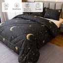 Caressma Black Comforter Set Moon Star Twin Size 2pcs with Pillowcase