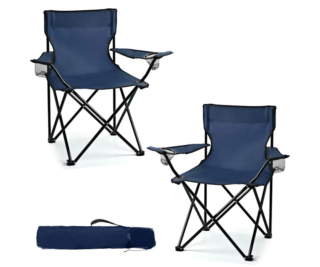 2 Pack Lightweight Camping Chairs for Adults & Teens, 250LBS Capacity Foldable Portable Chairs with Carry Bag, Compact Design for Camping, Beach, Picnics, and Outdoor Events