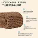 L'AGRATY Chunky Knit Blanket Throw - Soft Chenille Yarn Throw Blanket 40x50 Handmade Thick Cable Knit Crochet Blanke - Large Knit Blanket Chunky Rope Knot Throw Blanket for Couch Sofa Bed Home Decor
