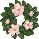 20" Artificial Wreath for Front Door Pink Magnolia Wreath Greenery for Easter Spring Housewarming Wedding Farmhouse Mantel Door Decoration