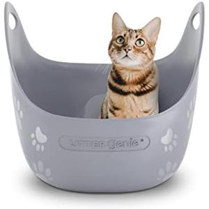 Litter Genie Cat Litter Box | Made with Flexible, Soft Plastic | Features High-Walls and Handles for Privacy and Portability