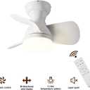 20 Inch Ceiling Fan with Light, 3 ABS Blades, White Small Ceiling Fan with Remote Control, Suitable for Living Room, Dining Room, Bedroom