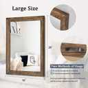 AAZZKANG Rustic Wood Mirror Rectangle Decorative Wall Mirrors with Frame Large 20"x16"for Bedroom Living Room Bathroom Entryway Hanging Brown