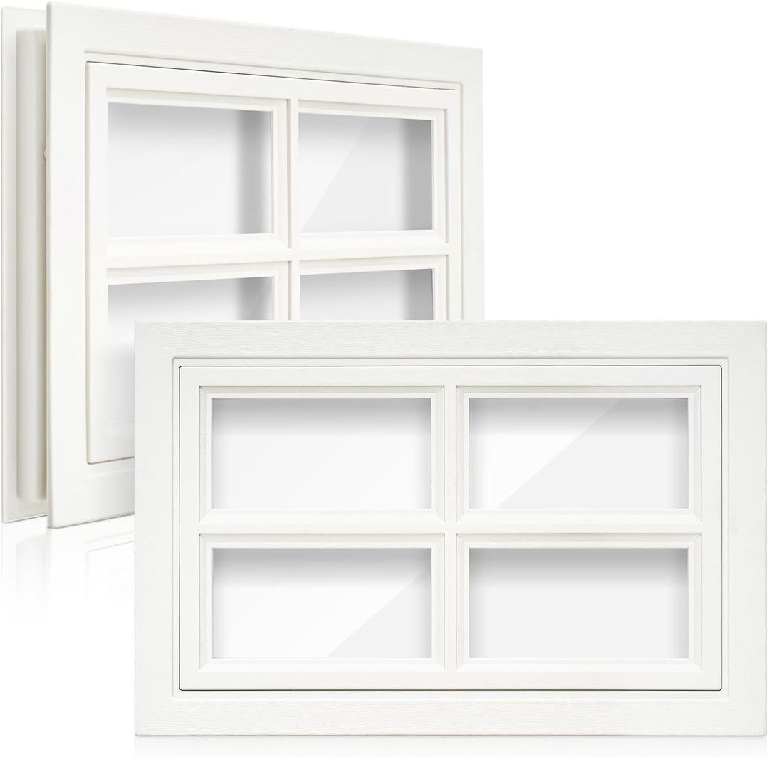 Tandefio 2 Pcs 20-7/8" x 13-3/4" Garage Door Windows, Replacement Vinyl Pane Inserts Kit with UV Resistant Resin Glass for Exterior Garage Door Windows Inserts, Beige (Square Style)