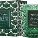 Voluspa Noble Fir Garland Boxed Candle, 6.5 oz, Coconut Wax Blend, Scented Candles for Home, 40 Hour Burn Time, Handcrafted in The USA