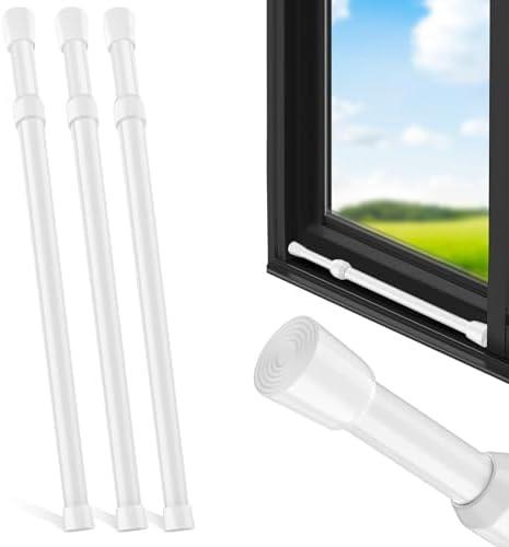 Artoshin 3 Pack Window Security Bar Adjustable Sliding Lock Security Stick for Rubber Tips, Adjustable Sliding Glass Door Lock Bars 15.7''-27.5'' Window Safety Lock Bar (16" to 28"-3Pcs)