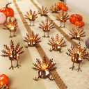 FORUP 12 Pack Metal Turkey Tea Light Candle Holders, Thanksgiving Candle Holder, Thanksgiving Home Table Decoration