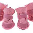 GabeFish Puppy Cute Cozy Warm Anti Slip Winter Boots for Small Medium Dogs Pets Cats Thicken Fleece Snow Shoes Pink Small