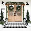 SEEKSEE Buffalo Plaid Outdoor Rug 3' x 5' Black and White Front Door Mat, Layering Rug for Porch, Washable Doormat, Cotton Area Rug for Outdoor Entrance Entryway Patio Porch Decor