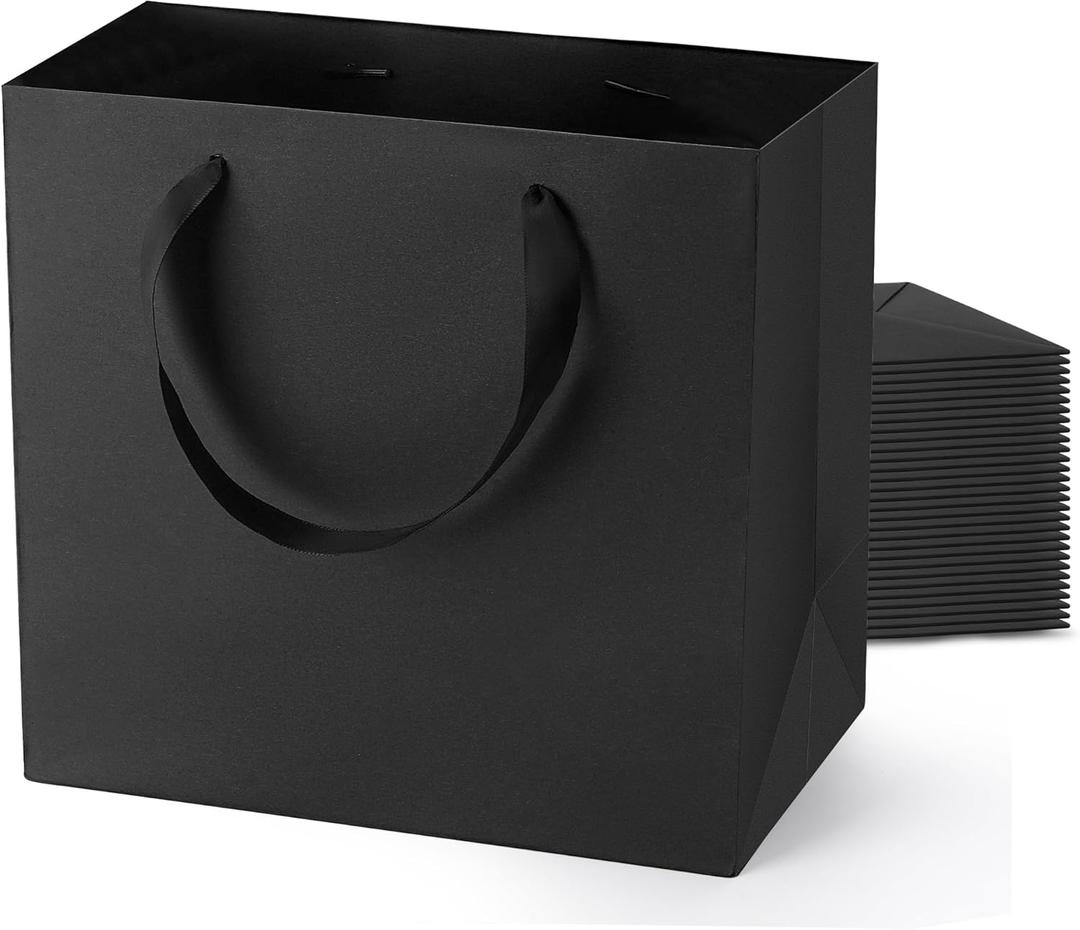Generic Black Gift Bags With Handles: 12.5x4.5x11 Inch 50pcs Large Paper Bags Bulk For Party Shopping Wedding Birthday