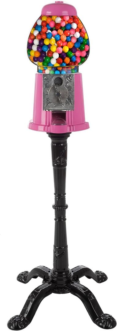 Great Northern Popcorn Gumball Machine with Stand and Coin Bank, Pink, 15"