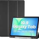 ProCase Smart Case for Galaxy Tab S10 Lite/S10 FE/S9 FE 10.9 Inch with S Pen Holder, Slim Trifold Stand Folio Hard Back Shell Protective Cover for 10.9" Galaxy Tab S10 Lite/S10 FE/S9 FE -Black