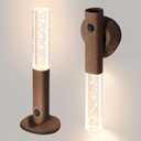 Motion Sensor Night Lights Indoor, Rechargeable Night Lights Wall Sconces Wooden Set of 2, Battery Powered Magnetic Wall Sconces Decor for Bedroom, Hallway, Bathroom, Stairway, ClosetWalnut Wood