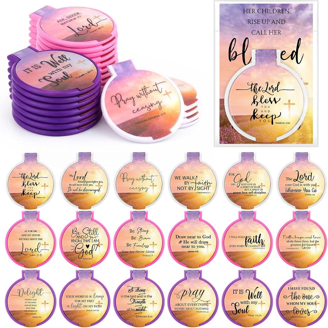 Meanplan Christian Mothers Day Compact Mirrors with Bible Verses Religious Gifts for Women Mothers Day Church Favors(36 Set)