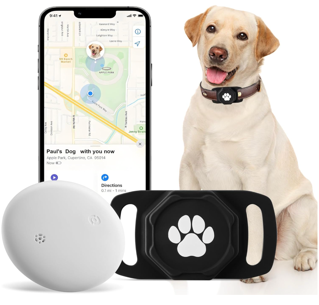 Smart Pet Tracker for Collar  Dog Trackers Pet Location Tracker with Holder, No Monthly Fee, AntiLost Tracking Device for Pets,Bag Straps, Compatible with Google Android Only(Not for iOS),Black