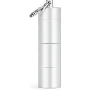 Opret Keychain Pill Holder, 3 Compartments Metal Small Pill Case, Waterproof Portable Travel Pill Box, Pill Container for Purse (Silver)