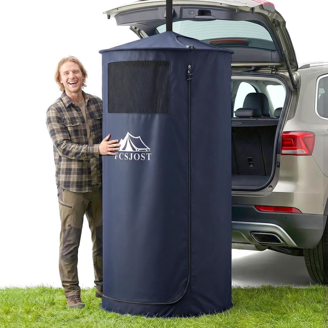 Portable Changing Tent, Easy Set-up Shower Tent for SUV with Suction Cups and Buckles, Instant Privacy Dressing Room with Carry Bag for Camping, Shower, Beach and Toilet Stall, 37"L x 37"W x 72"H