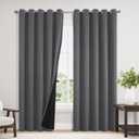 ChrisDowa 100% Blackout Curtains 84 inch Long for Bedroom with Black Liner, Extra Wide 2 Thick Layers Total Blackout Thermal Insulated Grommet Window Curtains 2 Panels Set (Grey, 60 x 84 Inch)