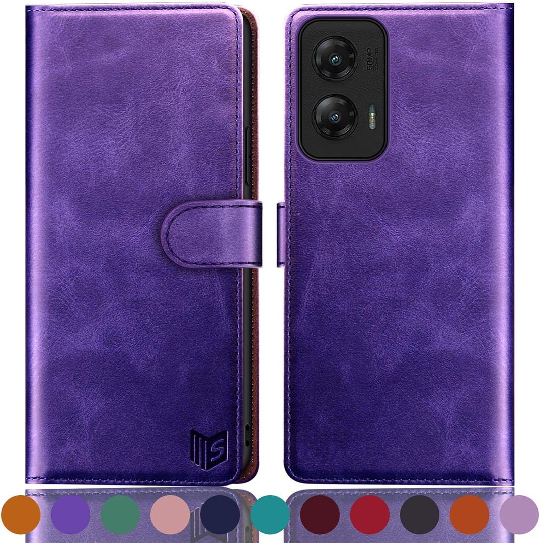 2 x SUANPOT for Moto G Stylus 5G 2024 Wallet case with RFID Blocking Credit Card Holder,Flip Book PU Leather Protective Cover Women Men for Stylus 5G 2024 Phone case Purple