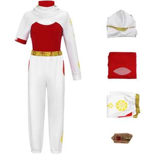 Zombies Nova Costume Adult Womens Cheerleader Mesh Top Hooded Coat Skirt Pant with Wristband Halloween Cosplay Outfits (Large, White 2)