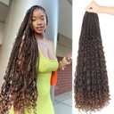 Goddess Box Braids Crochet Hair With Curly Ends 24 Inch Bohomian Box Braids Crochet Braids 8 Packs 3X Crochet Braids Synthetic Braiding Hair Extension for Black Women (24 Inch (Pack of 8), T30)