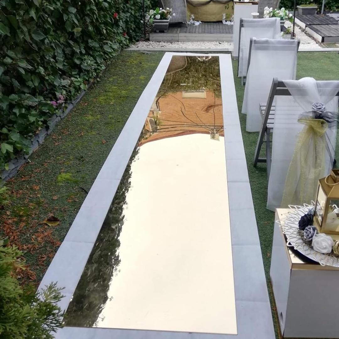 Double Sided Gold Silver Mirror Carpet Aisle Runner Decorative Runner Rug for Weddings, Birthday, Prom, Glam Party (Gold/Silver, 4' x 33')