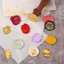 Wax Seal Stamp Kit, Mini Letter Seals Stamps for Sealing, Vintage Brass Stamp Head with Various Patterns for Wedding Invitation Gift Wrap Envelopes Christmas Card (22pcs, Gold)