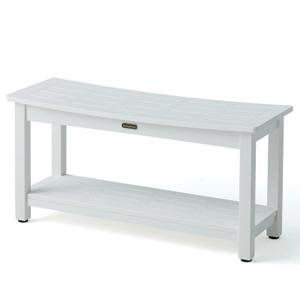 36'' Large Shower Bench Seat, Poly Lumber Bath Double People Stool for Inside Shower Waterproof, HDPS Plastic Bath Spa Chair Seat for Shaving Legs with Adjustable Feet, White (36x13 Inches)