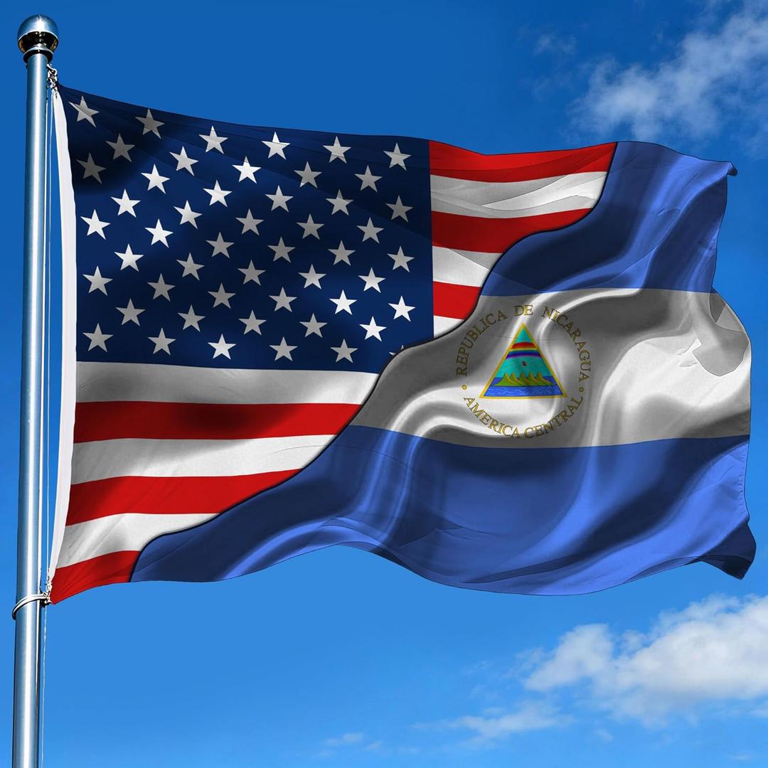 Nicaragua Nicaraguan American America Usa Flags 2x3 Ft Double-Sided Printed With 2 Brass Grommets Indoor Outdoor Decorative Banner 2x3 Foot National Flag For Outside