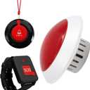 Wireless Call Strobe Light System with 2 Waterproof Wearable Call Buttons (Wrist SOS & Neck Call), Long Range Emergency Medical Alert & Caregiver Pager for Seniors Daily Emergency Calls