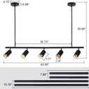 5-Light LED Track Lighting Kit Black Track Light Flexibly Rotatable Light Head Modern Spot Lighting for Kitchen Living Room Dining Room Bedroom Closet Bar