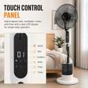 16" Touch Control Misting Pedestal Fan with LED Display | Oscillating stand fan with 12 speeds, 3 mist levels, 1-8H timer, and 4L water tank for home, office, or bedroom use.
