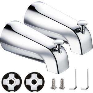 Enhon Tub Spout with Diverter, Slip-Fit Bathtub Faucet Spout Replacement, 1/2 Copper Pipe Connection, Easy to Install, Universal for Bathroom Shower(Chrome Color,2 Pack)