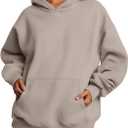 Trendy Queen Womens Oversized Hoodies Fleece Sweatshirts Fall Fashion Pullover Sweaters Winter Clothes (Large, Coffee Grey)