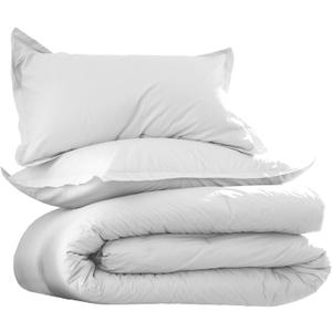 EcoPure Martex Comfort Wash 3-Piece Solid Full/Queen Comforter Set  100% Organic Cotton - All-Season - Breathable & Lightweight  Easy Care - White