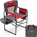 SUNNYFEEL Camping Directors Chair, Heavy Duty,Oversized Portable Folding Chair with Side Table, Pocket for Beach, Fishing,Trip,Picnic,Lawn,Concert Outdoor Foldable Camp Chairs (Red)