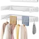 Wall Mounted Foldable, Space Saving Clothes Drying Rack with Knob, 60 lbs Capacity, for Laundry (31.5" White)