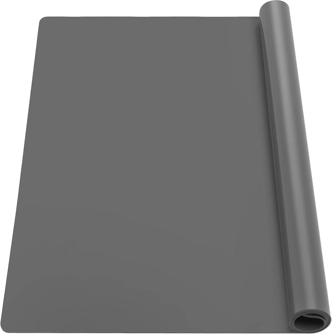 Ewen 25.6"x17.7"x0.08" Large Heat Resistant Silicone Mat for Kitchen Counter, 2mm Thick Countertop Protector Mat, Non-Stick Glass Top Stove Cover Pad for Appliances Coffee Maker Table Workbench Gray, 25.6"L x 17.5"W