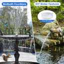POPOSOAP Solar Fountain Pump for Bird Bath, 6.5W Solar Water Fountain Pump with Dry-Run Protection & Double-Layer Nozzles 5Ft Tubing for Pond, Bird Bath, Backyard Water Features