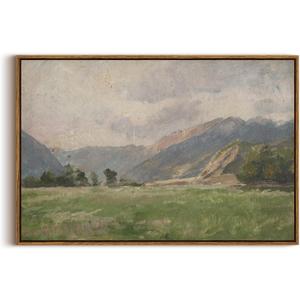 InSimSea Framed Canvas Wall Art Vintage Decor, Prairie Mountain Landscape Paintings, Large Prints, Farmhouse Decor, Natural Scenery Hanging Wall Decorations for Living Room Bedroom, 20"x30"