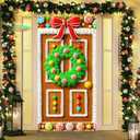 2 x BlissYard Christmas Door Cover 71x35 Inch Gingerbread House Door Banner Merry Christmas Winter Porch Sign for Front Door, Farmhouse Holiday Entry Decor Indoor Outdoor Party Hanging Cover