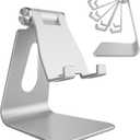 CreaDream Adjustable Cell Phone Stand, Phone Stand, Cradle, Dock, Holder, Aluminum Desktop Stand Compatible with Phone Xs Max Xr 8 7 6 6s Plus SE Charging, Accessories Desk, All Mobile Phones-Silver (Universal)
